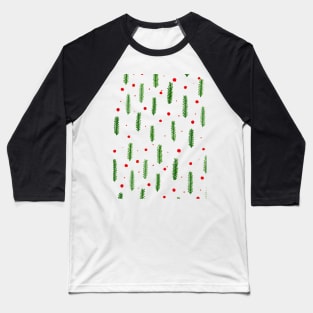 Christmas branches and dots - green and red Baseball T-Shirt